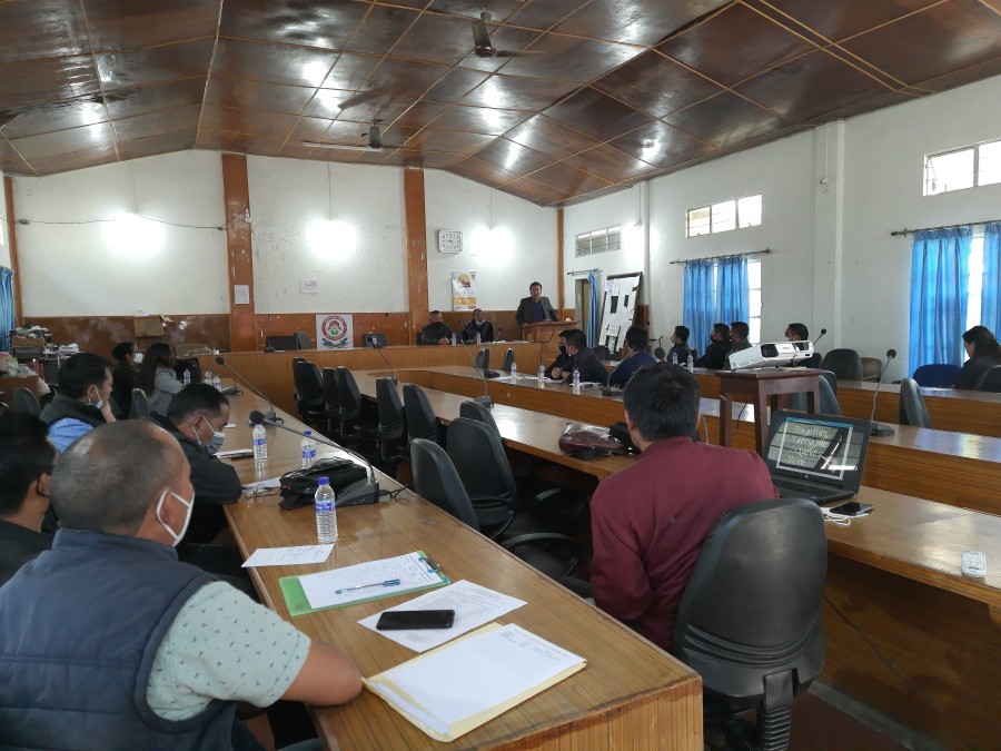 ADC Wokha T Lankonsen Tsanglao addressing the DTF meeting on Malaria Elimination at DC Conference hall Wokha on February 16. (Photo Courtesy: CMO office Wokha)